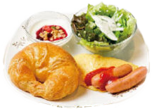 バタークロワッサン&オムレツソーセージ