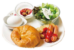 バタークロワッサン&ソーセージハッシュ